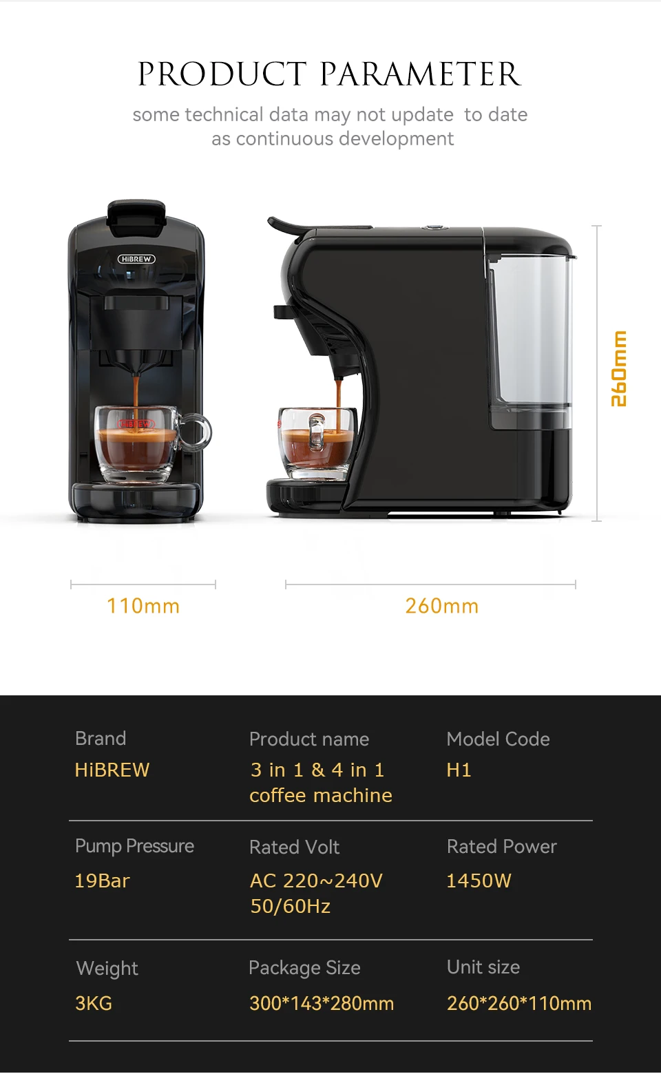 HiBREW 4 in 1 Capsule Coffee Machine H1A