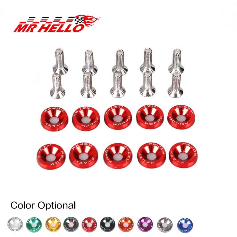 Automotive Hexagonal Fasteners Mudguard Washers Bumper Engine Concave Screws JDM Aluminum Mudguard Washers Auto Fasteners Auto Accessories Car Screws Fender Washers