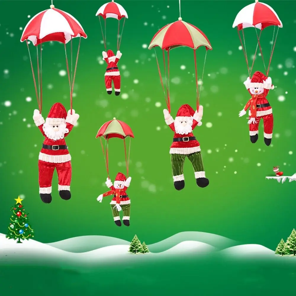 

Red and White Parachute Snowman Pendant Non-woven Fabric Decorative Santa Claus Parachute Hanging Christmas Parachute Pendants