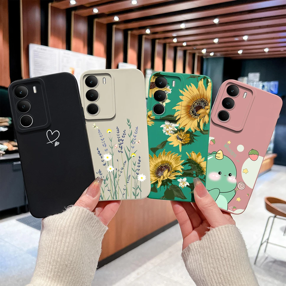 Fashion Sunflower Heart High-Quality Smooth Liquid Phone Back Cover Bumper