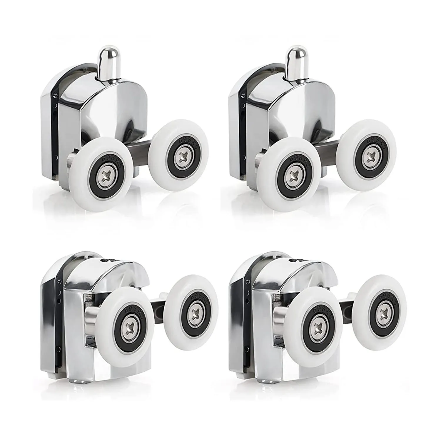 4pcs-8 개/대 샤워 도어 롤러 러너 23mm/25mm 아연 합금 이중 바퀴 교체 슬라이딩 샤워 도어 롤러 베어링 휠
