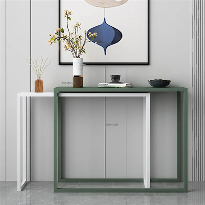 Modern Minimalist Iron Console Table Storage Rack End View Table  Living Room Furniture Hallway Console Narrow Table Bar Tables