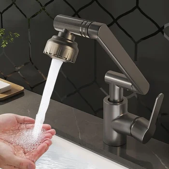 Rubinetto rotante universale a doppia modalità Braccio robotico Lavabo Cucina Bagno Lavabo per lavabo domestico caldo e freddo Lavandino 1