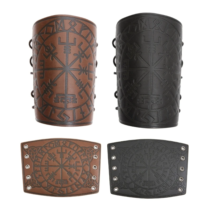 

Vintage Cosplay Wrist Bracers with Embossed Pattern Adult Adjustable Wristband
