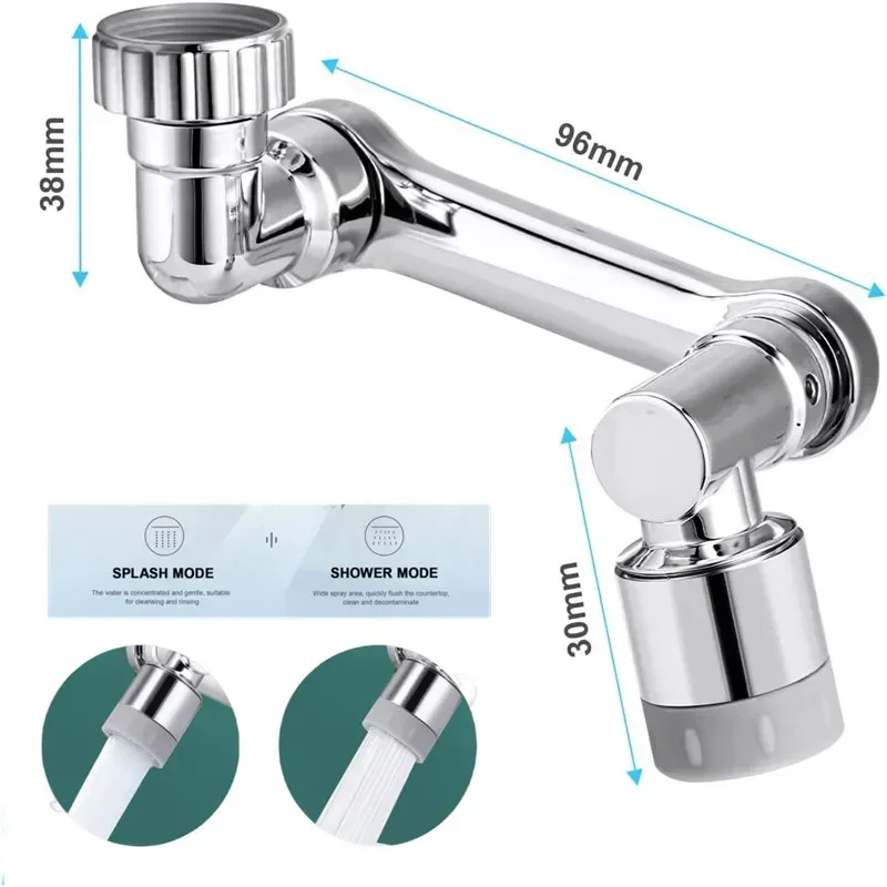 Faucet Sprayer Head Multifunction 1080&deg; Rotation Faucet Sprayer Head 22/24mm Adaptor Faucet Extender Aerator Splash Bubbler Nozzle Kitchen Tap Tools