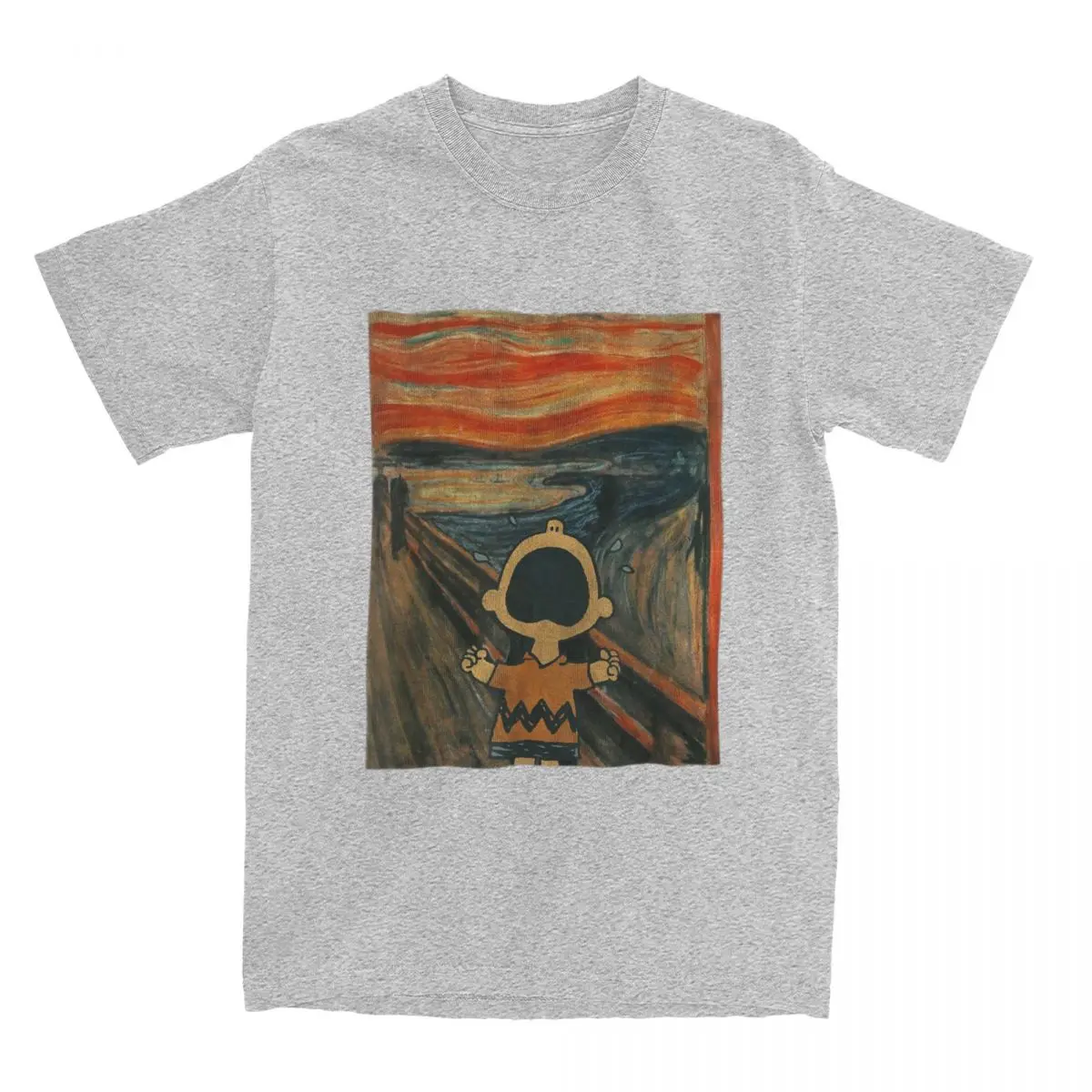 thumbnail image 1 of Camiseta de algodón para hombre con diseño artístico de Snoopy, Charlie Brown, Peanuts, Scream, cuello redondo, manga corta, idea de regalo, 1 of 5