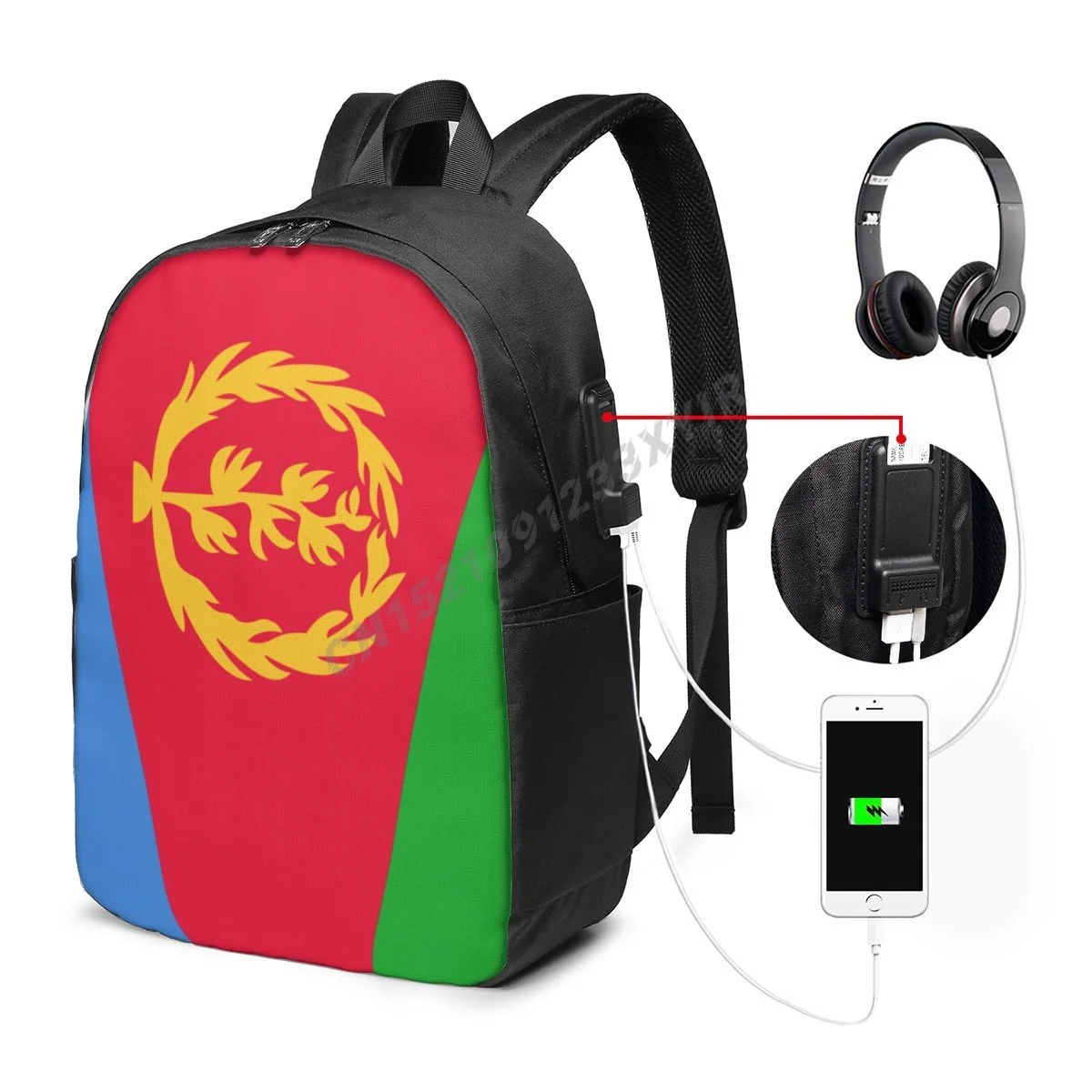 

Backpack Eritrea Flag Eritrean Country Map 3D IT'S IN MY DNA Fans Student Schoolbag Travel Casual Laptop Back Pack Unisex