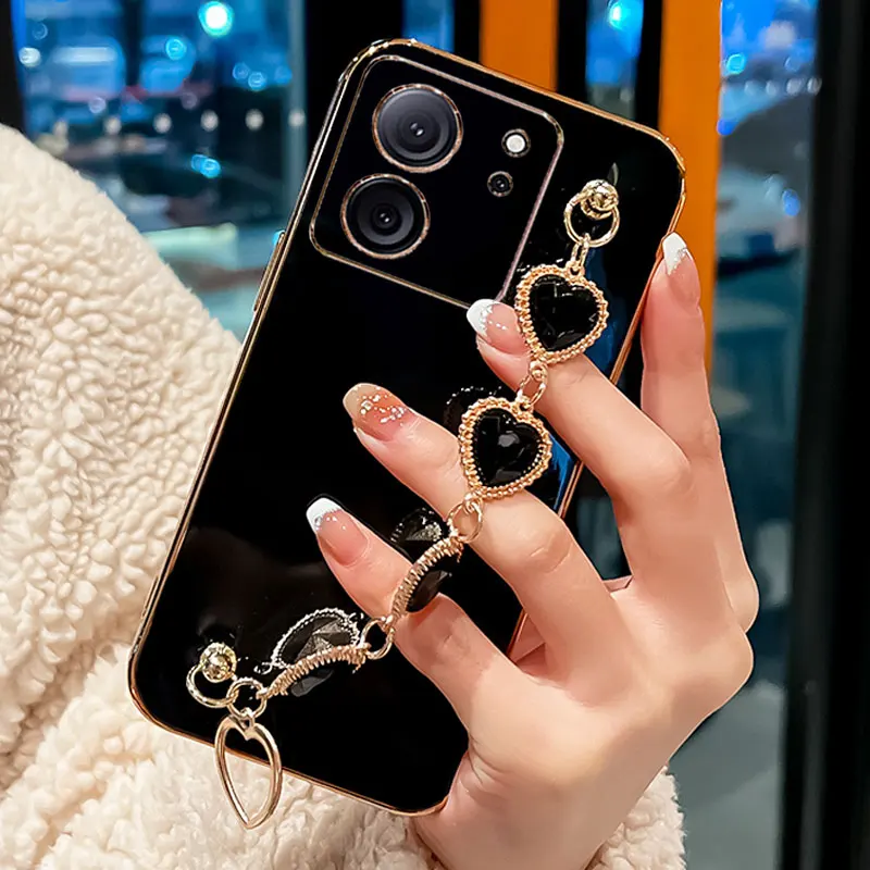 Xiaom Diamant Armband Kette Silikon Fall für Xiaomi 13T 12T 11T 14 13 12 Pro lite Redmi13C coque Abdeckung 13TPro_voghion.com