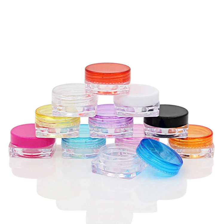 

10 Pcs/lot 3g 5g transparent small square bottle Cosmetic Empty Jar Pot Eyeshadow Lip Balm Face Cream Sample Container RB08