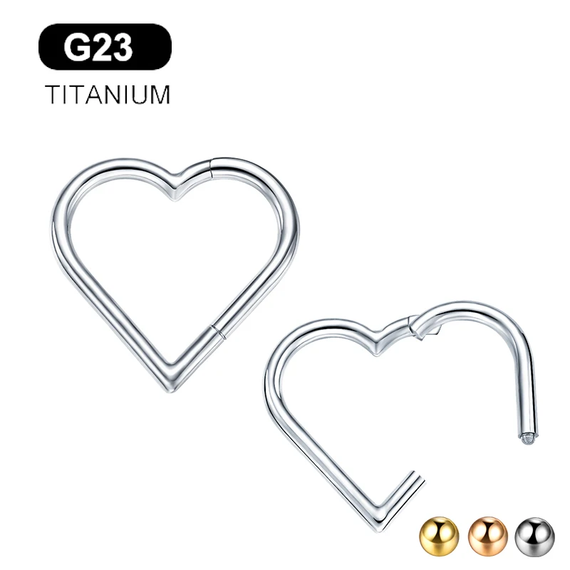 

16G G23 Titanium Nose Ring Daith Piercing Earrings Hoop Heart Clicker Helix Cartilage Tragus Body Jewelry for Women Girls