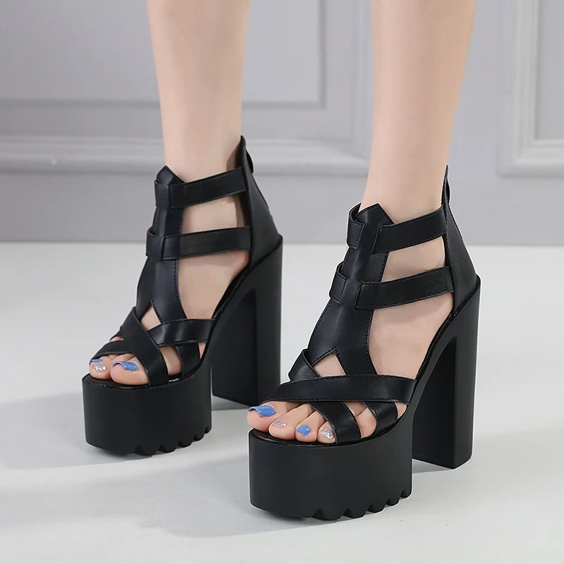 

Super heel hollow female sandals fashion sexy ultra high with women's shoes 16 cm nightclub catwalk high heels size34-39