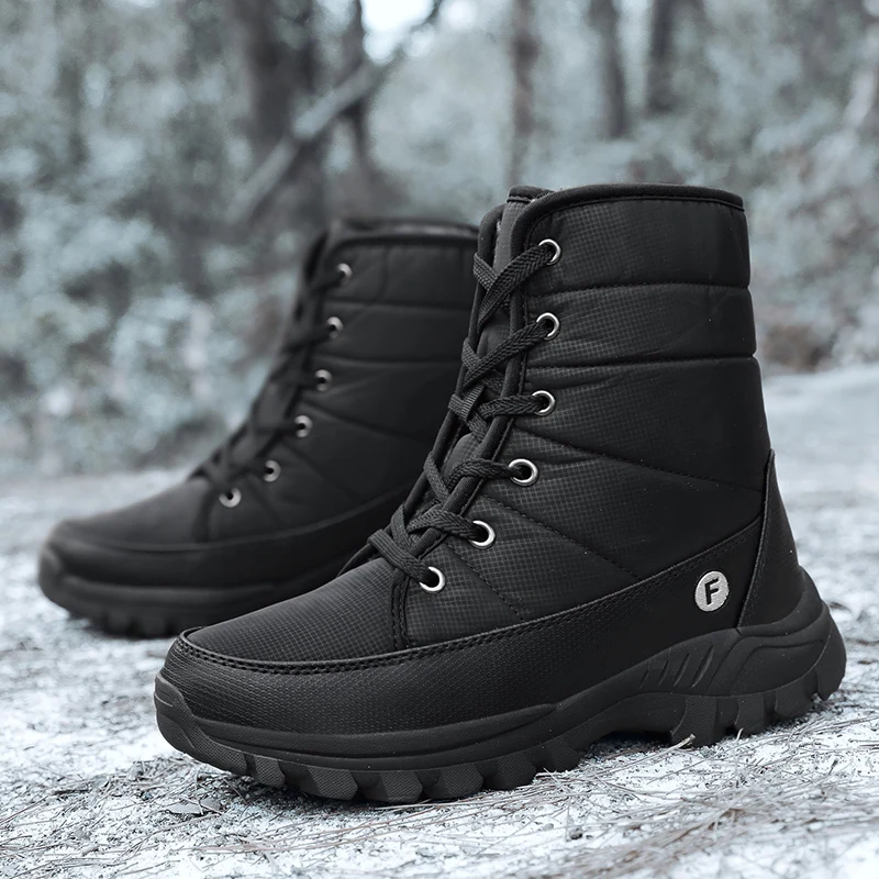 

Men's Suede Leather Snow Boots Waterproof Non-Slip Comfortable Winter Warm Plush Lining Outdoor Ski Ankle Boots for Men