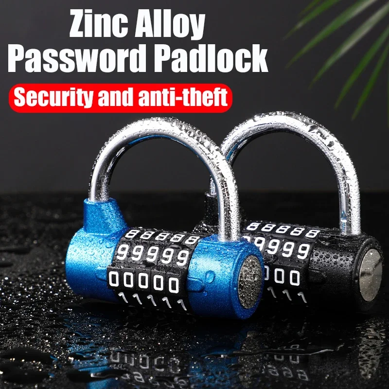 Combination Door Lock 5 Digital Password Zinc Alloy Motorcycle Padlock for Locker Room Cabinet Student Drawer Bike Bolt