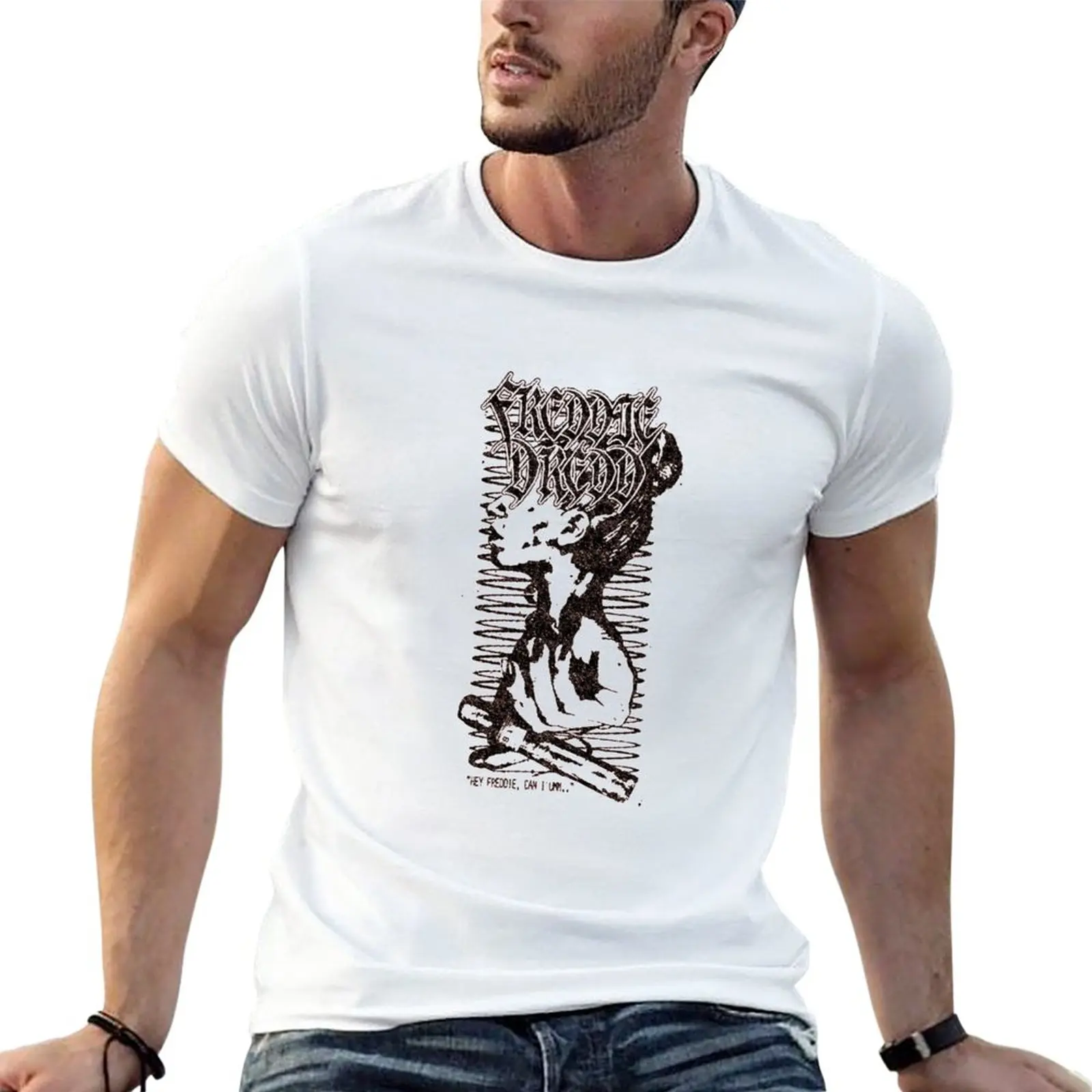Maglietta Freddy Dredd T-Shirt Uomo Magliette Grafiche Anime Fruit Of The Loom Magliette Da Uomo