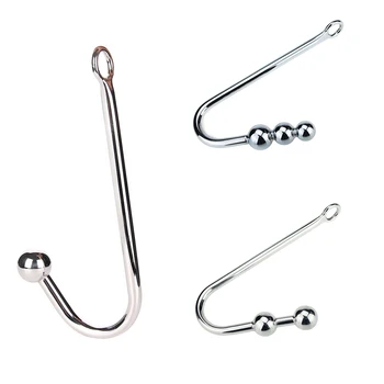 Metal Anal Hook With Ball Prostate Massager Butt Plug Anus Dilator Stainless Steel Sex Toys For Men Women Gay 2