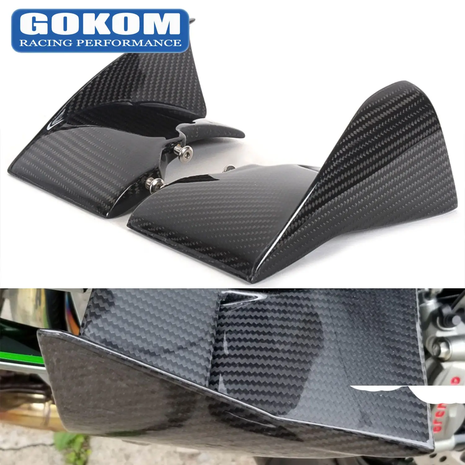 

Gokom Racing Motorcycle Parts Carbon Fiber Lower Winglets FOR Kawasaki H2 / H2R 2015-2023