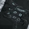 men paisley florals prints leather ribbed patch distressed black jeans 5