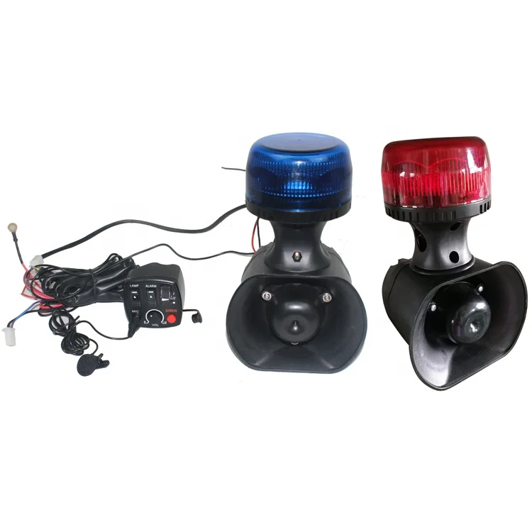 

80W siren horn speaker police motorcycle 3 tones siren pa amplifier police motorcycle siren set with LED warning lights