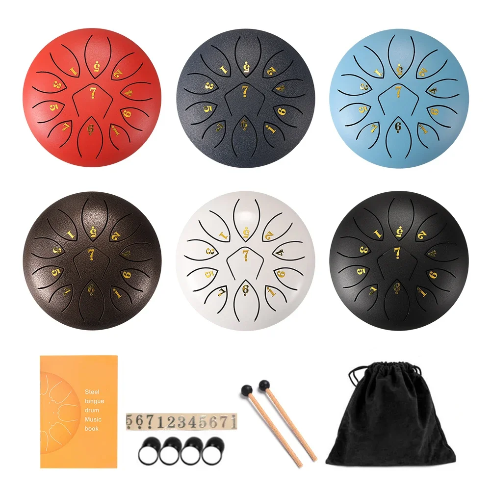 6 inch Steel Tongue Drum Pan Tank Drum with Bag 8/11 Tune Musical Instrument Hand Lightweight Portable Music Elements Set