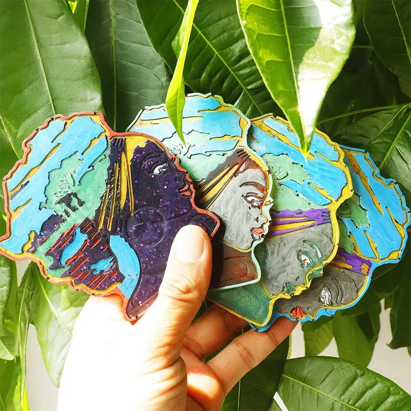 

Формы из смолы для подставки в африканском стиле, силиконовые формы для подставки в 4 полости, формы для подставки для чашек и ковриков, украшение для дома