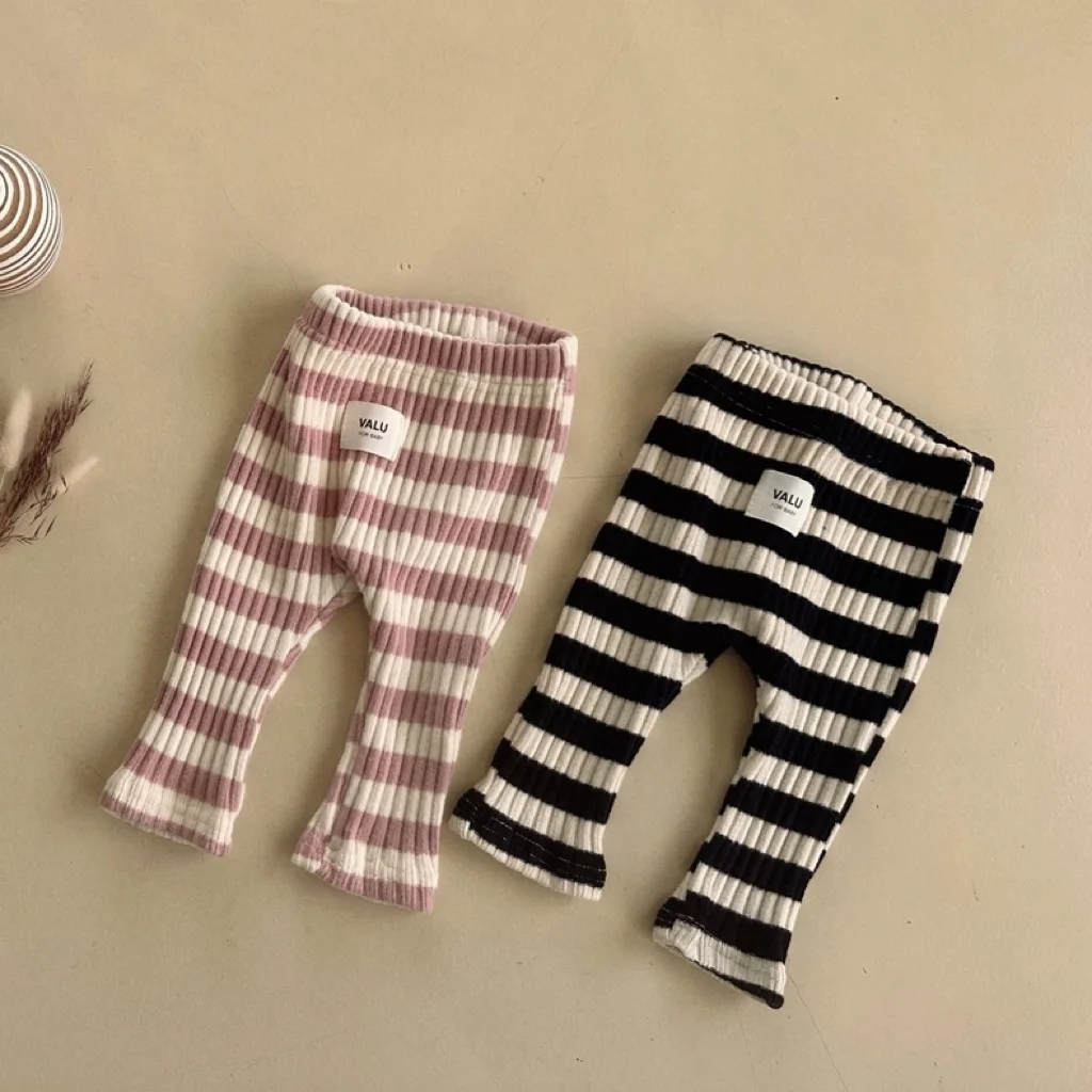 Autumn Winter Children Ribbed Striped Thick Warm Leggings Girl Baby Cotton Casual Pants Boy Infant Fashion Trousers Kid Clothes baby trousers cotton pants baby leggings