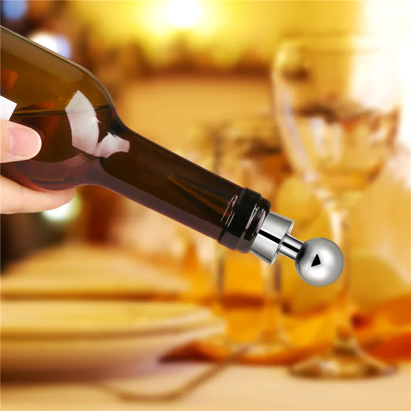 2 teile/satz Silber Flaschenverschluss Runde Kugel Form Champagner Saver Home Bar Zubehör Wein Stopper Gadget für Hochzeit Club Party – Detail 5