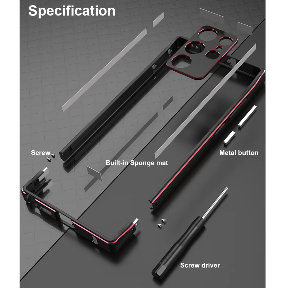 Dropshipping Metal Bumper Aluminum Frame Shockproof Case For Samsung Galaxy S22 Ultra S22Ultra Camera Protector Case Cover Frame