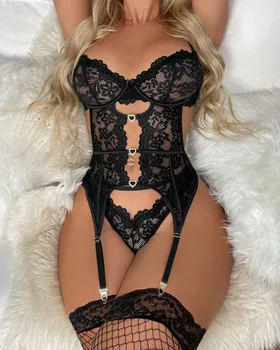 Sexy Lingerie Woman Lace Transparent Underwear Fairy Embroidery Brief Sets Delicate Bra Kit Push Up Breves Sets Thin Erotic Bras 1