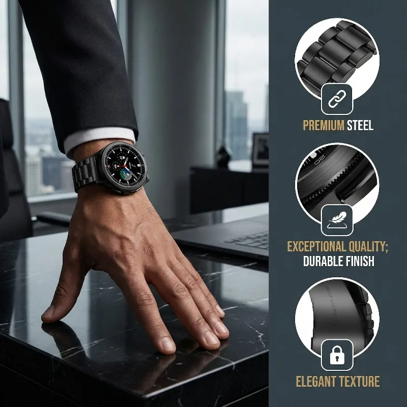 Elegant Metal Strap & PC Protective Case - Premium Band & Cover Set