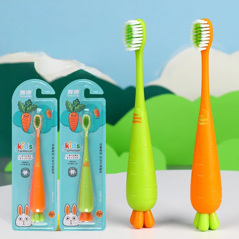 Cute Kids Carrot Toothbrush 360 Floss Ultra Soft Toothbrush Baby Training Teeth Cleaner Dental Brush for 2-12years Old baby toothbrush kids electric toothbrush baby teeth cleaning tool