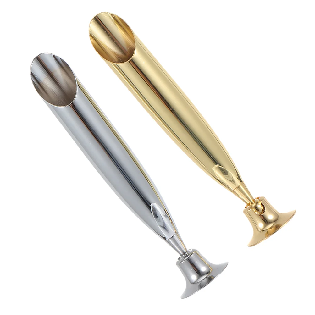 

2 Pcs Pen Base Coworker Gift Single Stand for Desk Household School Decorations Metal Stainless Steel Holder