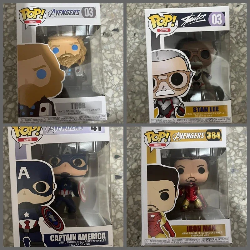 thumbnail image 2 of Funko Pop Marvel STAN LEE 03# Thor 03# Capitán América 41# Golden Iron Man 384# Figura de acción de vinilo Colección Modelo Muñecas Juguetes, 2 of 5