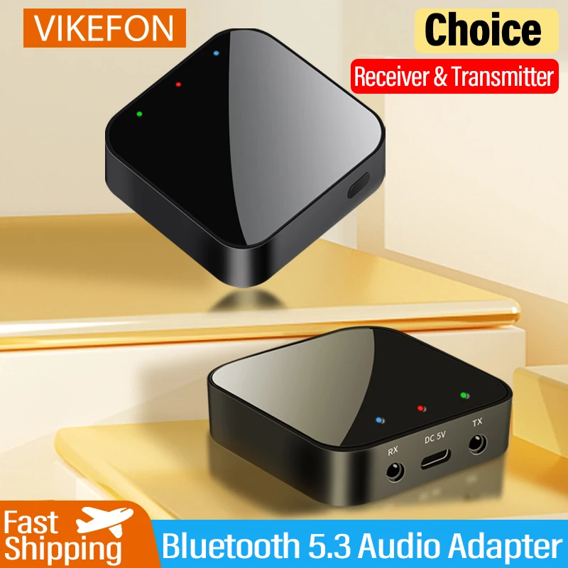 2 In1 Bluetooth 5.3 Receiver Transmitter 3.5mm AUX HiFi Stereo Music Wireless Audio Adapter for Car Kit Speakers Headphones TV