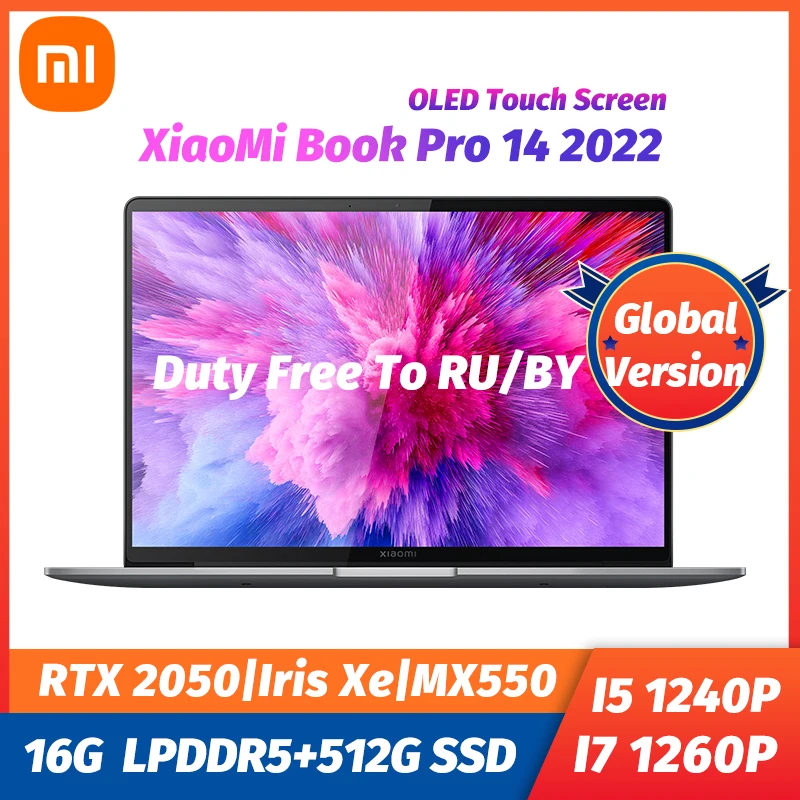 

Xiaomi Book 14 2022 Laptop 12th Intel Core i7-1260P / i5-1240P 16GB LPDDR5+512GB SSD 14 Inch 2.8K OLED Touch Screen Notebook PC