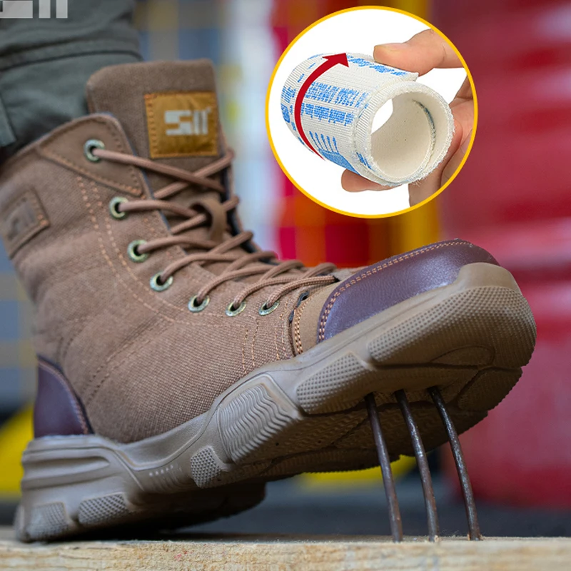 Work Safety Boots Mens Bulletproof Combat Boots Steel Toe Shoes