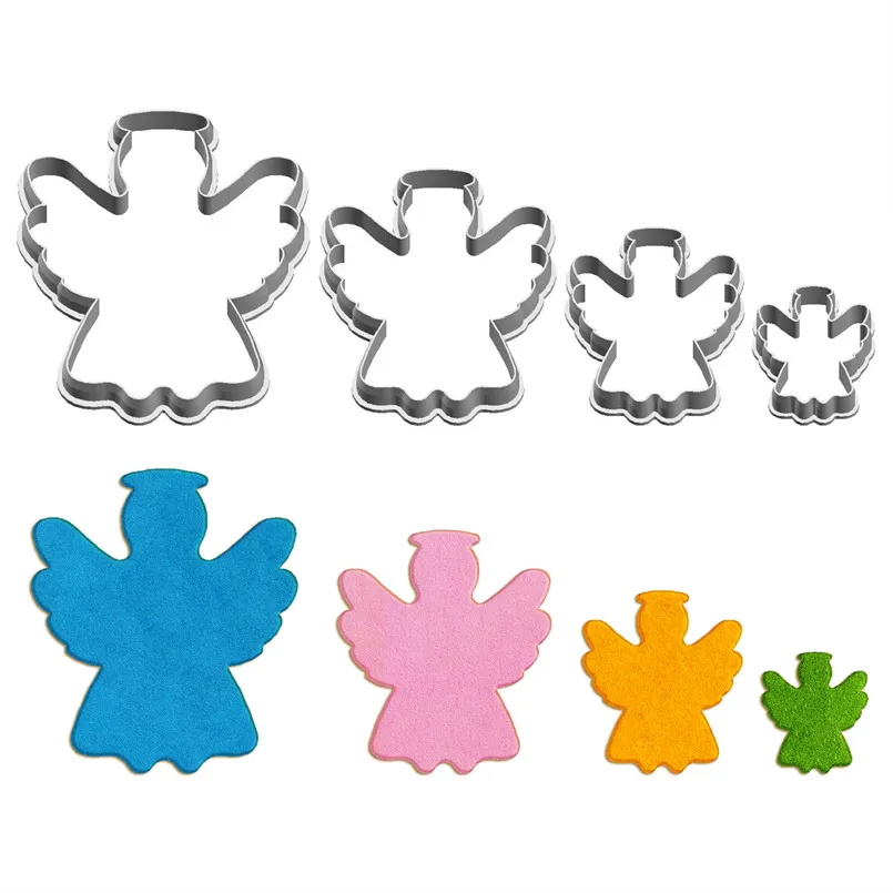 Four Specifications Cartoon Legendary Figures Angel Wearing Halo Plastics Moulds Cake Cookie Fondant Tools Sushi Fruit Cutters