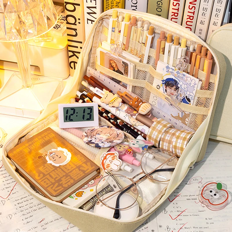 Extra Large Capacity Pencil Bag Aesthetic Stationery Supplies Pen Case Zipper Pencil Pouch School Cases School Supplies