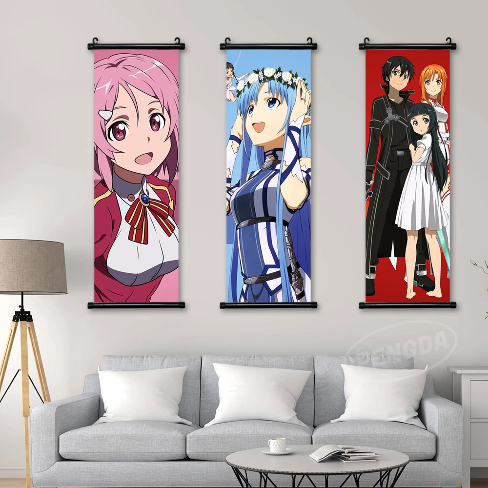 Asuna Wall Decor Online Sword Art Online Kirito Asuna Wall Scroll