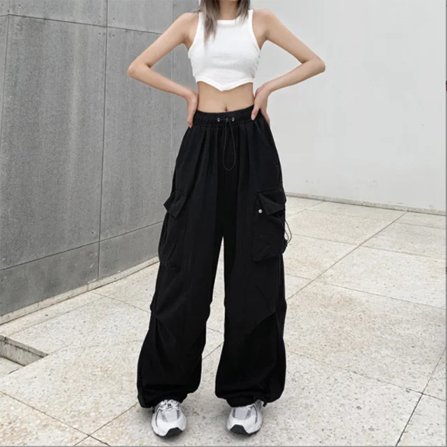 Y2K Women Streetwear Techwear Cargo Korean Harajuku Baggy Parachute Pants for Men Sweatpants Wide Leg Joggers Trousers Clothes 6