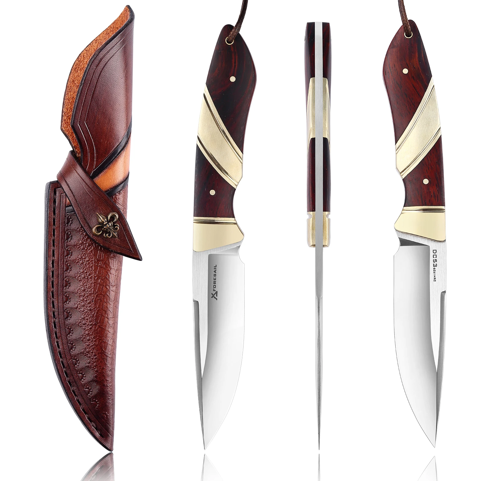 FORESAILDC53 steel hunting knife integrated steel straight knife fish