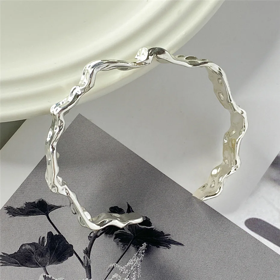 Punk Vintage Irregular Open Cuff Wide Bangles for Women Goth Heavy Metal Arm Bracelet Pulseras Grunge Jewelry Steampunk Men New