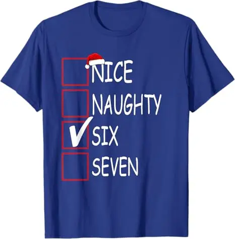67 Meme Six Seven Santa Lustiges Neuheits-Weihnachtskostüm Y2k Elf Ulgy Weihnachtspyjama-T-Shirt Schönes freches 67-Gehirnrot-Spruch-T-Shirt – Detail 16