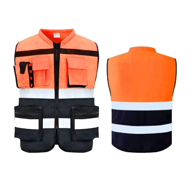 High Visibility Reflective Safety Vests Traffic Construction Vest Functional Pockets reflective safety vest,reflective safety jacket