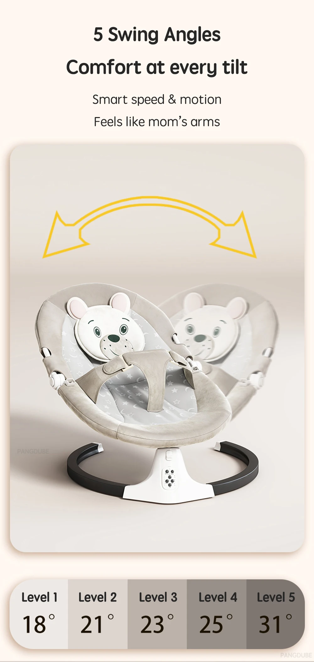 PANGDUBE Baby Electric Rocker Swing 5-Speed Auto Bluetooth Cradle Portable Foldable Baby Hammock Lounger Multifunctional Cradle Sf54000c6ffd44cf3b1bd73b2e633a335Z