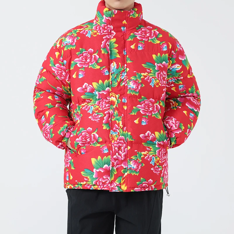 2023 Internet Celebrity Hot Selling Chinese Style Northeast Large Floral Oversized Cotton Jacket Thickened Warm Winter Coat