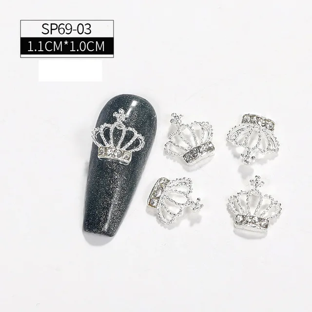 LEAMX 10 Pcs Nail Supplies 3D Charms Rhinestone Nail Art Decorations Pretty Girl Nails DIY Alloy Gemstone Nails Diamond Jewelry SP0069-03