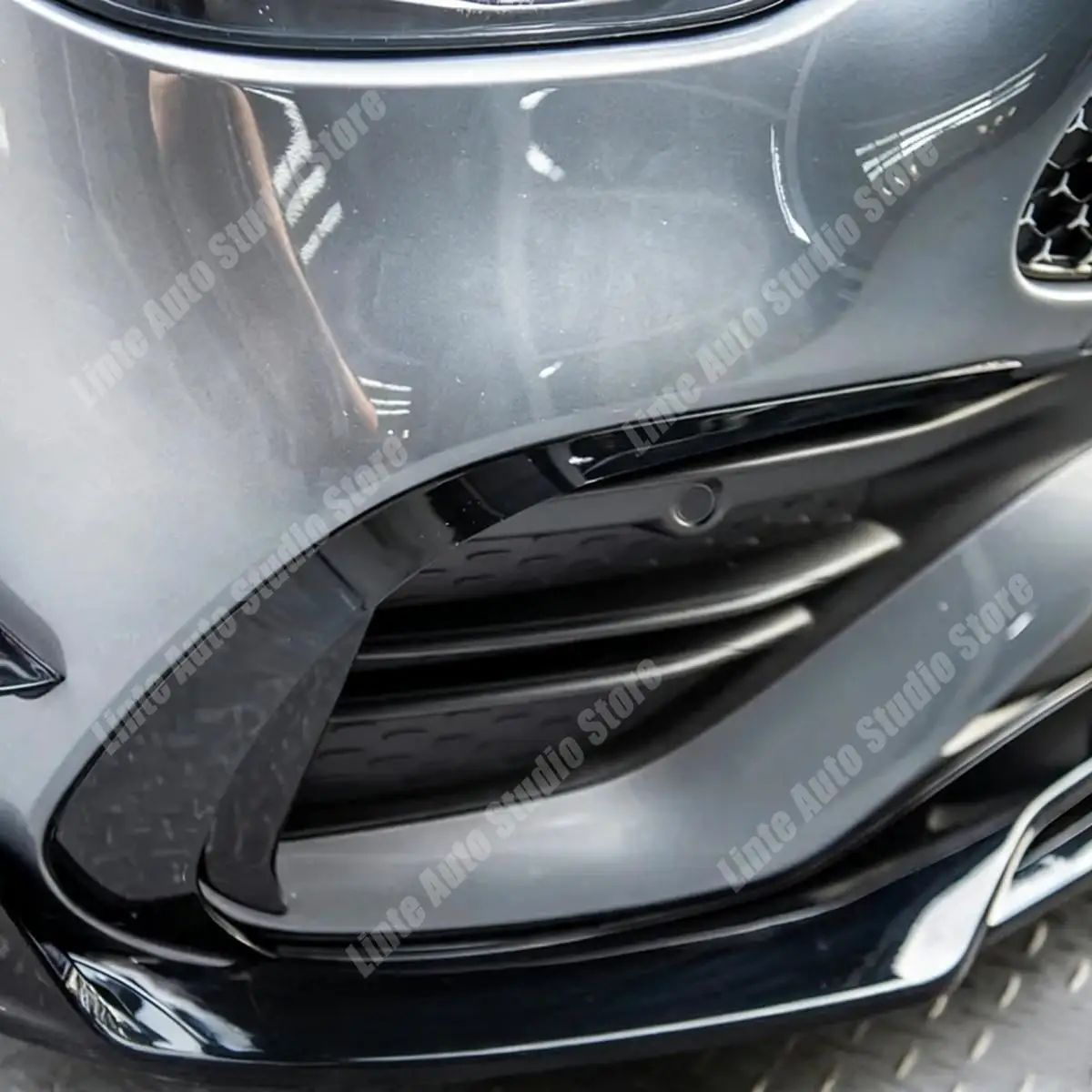 메르세데스-벤츠 C-클래스 W206 C200 260 300 AMG 2022-2024 C43 업그레이드 스포일러 스플리터 튜닝용 프론트 범퍼 카나드 에어벤트 트림