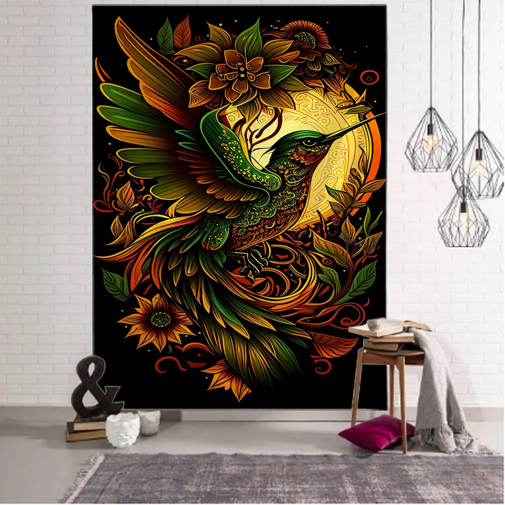 Flower bird plant tapestry wall hanging Bohemian home decoration background cloth poster bedroom dormitory tapestry