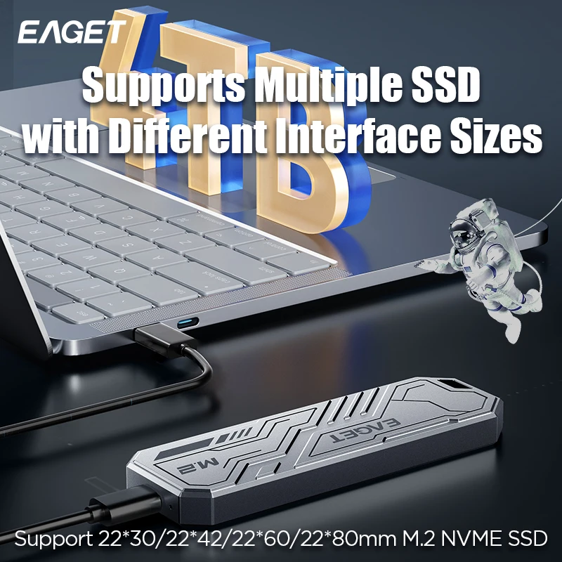 EAGET PCIE SSD Case NVME Dual Protocol to USB Type C