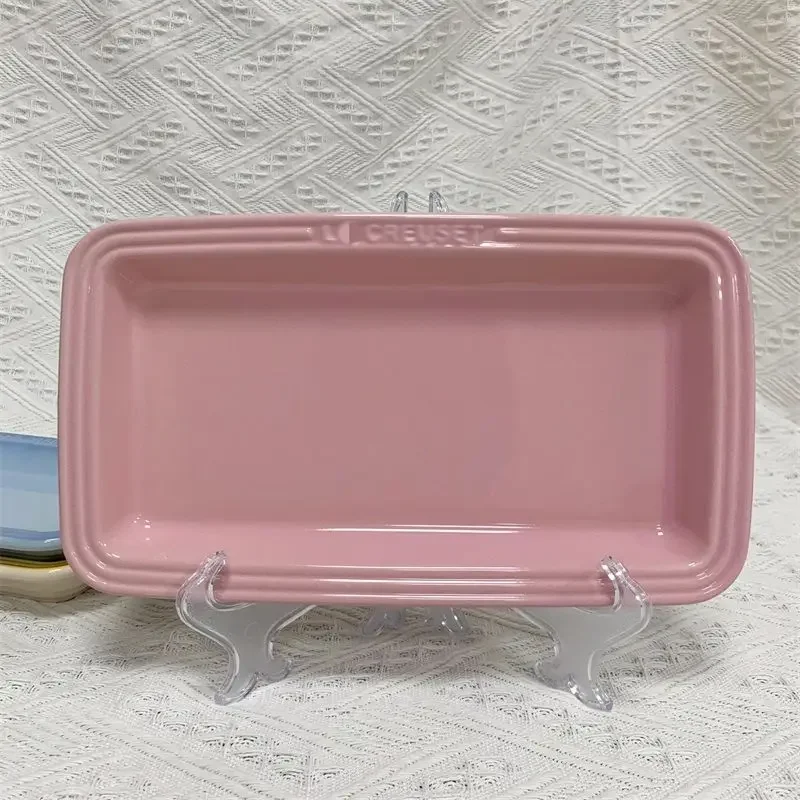 French Stoneware Porcelain 10 Inch Rectangular Tray Fish Plate French Fries Dumplings Vegetable Soup Household Dining Plate